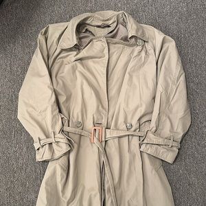 VINTAGE Khaki Double Breasted Belted Trench Coat